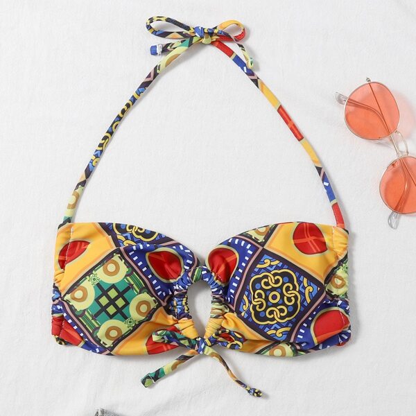 

Geo Print Cut-out Bandeau Bikini Top, Multicolor
