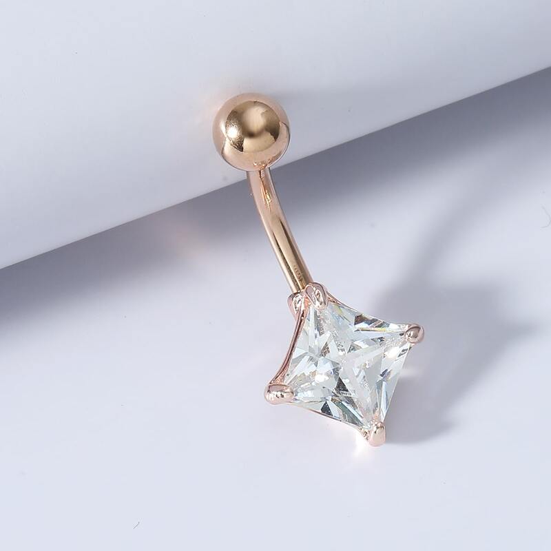 

Rhinestone Decor Belly Bar, Gold