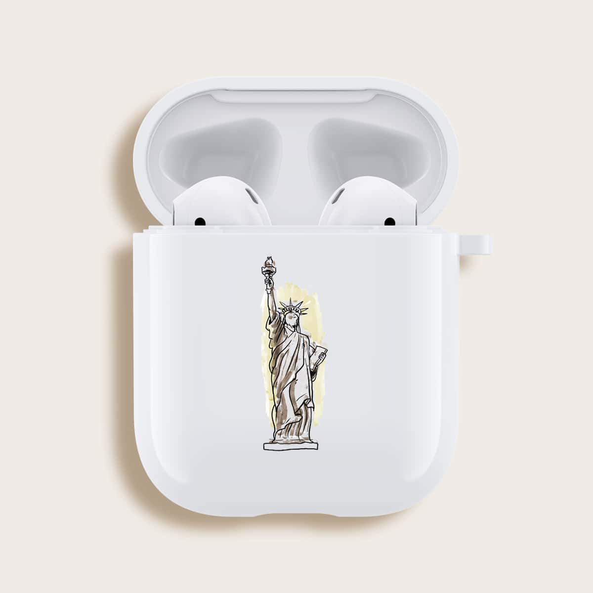 

Statue Print Airpods Case, White