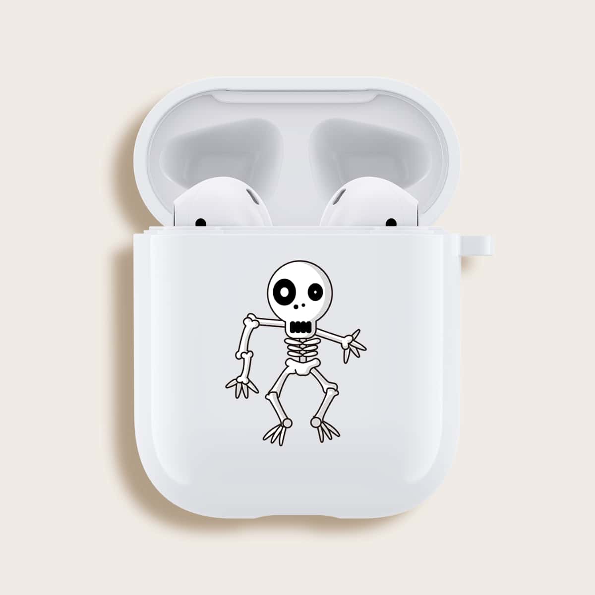 

Skull Pattern Airpods Case, White