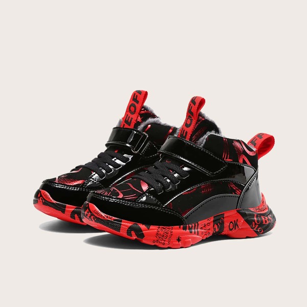 

Boys Letter Graphic Velcro Strap Sneakers, Black