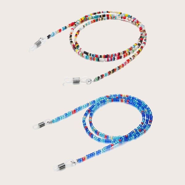 

2pcs Beaded Glasses Chain, Multicolor