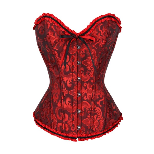 

Plus Baroque Frill Trim Bandeau Waist Trainer, Burgundy