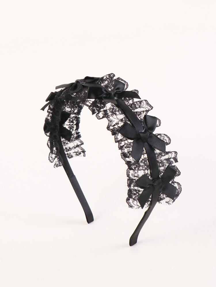 Elegant Bow & Lace Decor Hair Hoop Valentine's Day Valentines,Hairband,Hair Hoop Headbands, Black Hair Accessories Head Accessories