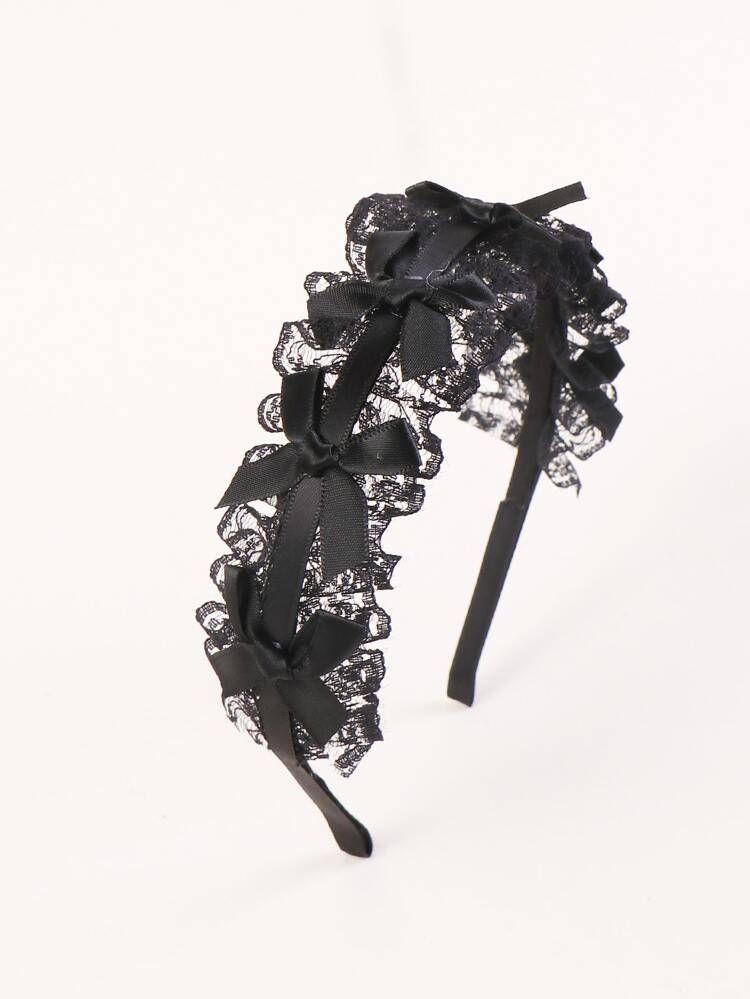Elegant Bow & Lace Decor Hair Hoop Valentine's Day Valentines,Hairband,Hair Hoop Headbands, Black Hair Accessories Head Accessories