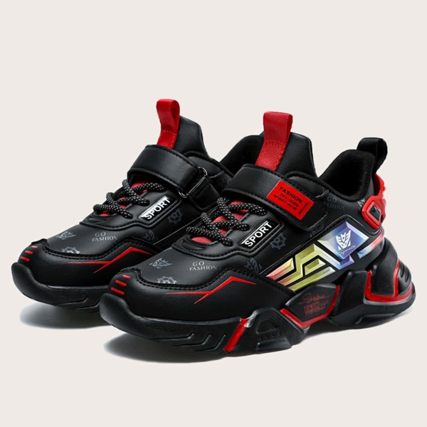 

Boys Colorblock Velcro Strap Sneakers, Black