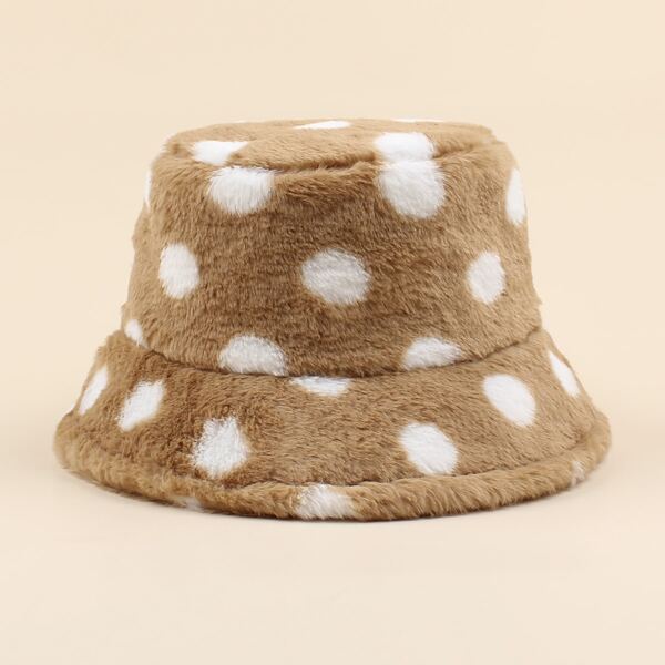 

Polka Dot Fluffy Bucket Hat, Multicolor