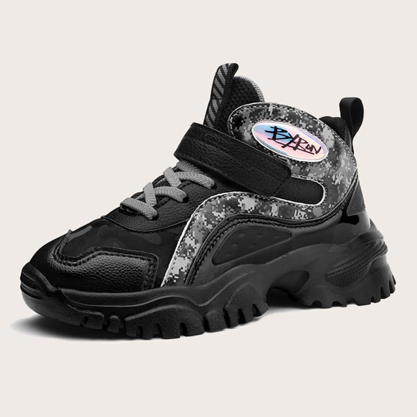 

Boys Camo Velcro Strap Sneakers, Black