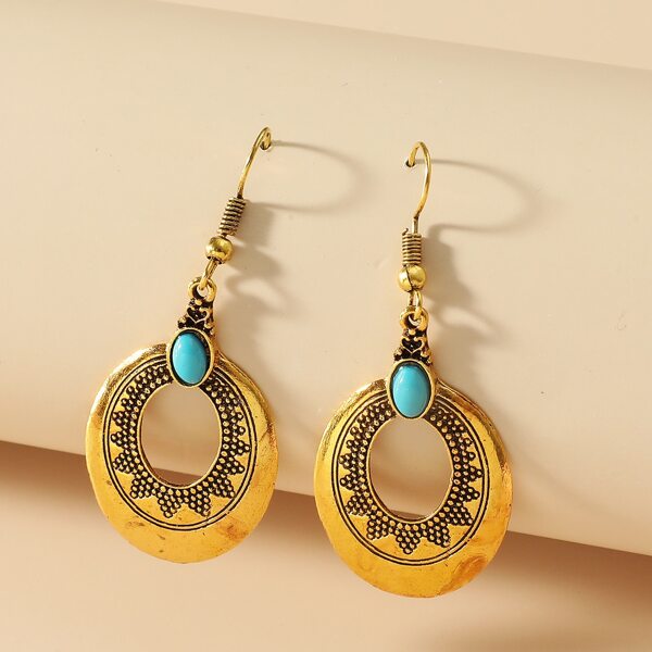 

Hollow Out Geometric Charm Drop Earrings, Gold