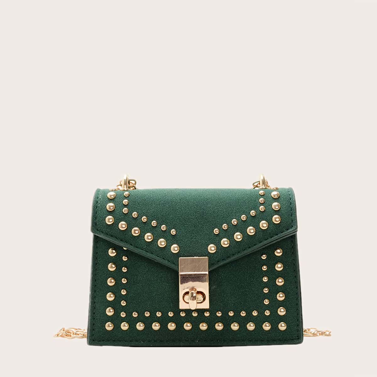 

Studded Chain Crossbody Bag, Dark green