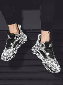 男士黑色步行鞋 & 男士拼色厚底运动鞋 男士街头服饰 - 黑色 - 查看 2