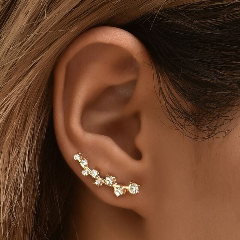 

2pcs Rhinestone Decor Ear Cuff, Gold