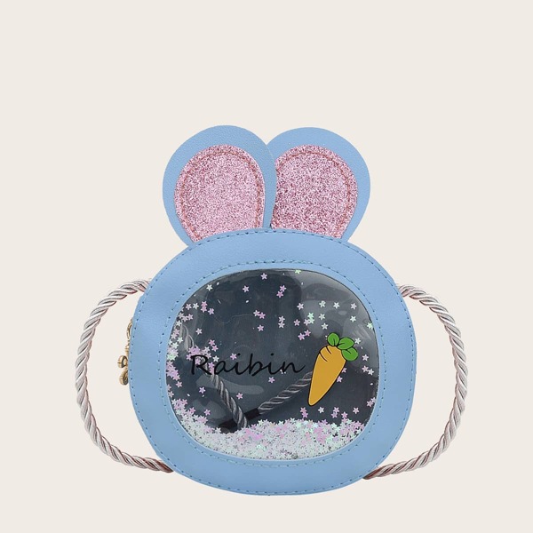 

Girls Clear Glitter Ear Decor Crossbody Bag, Blue
