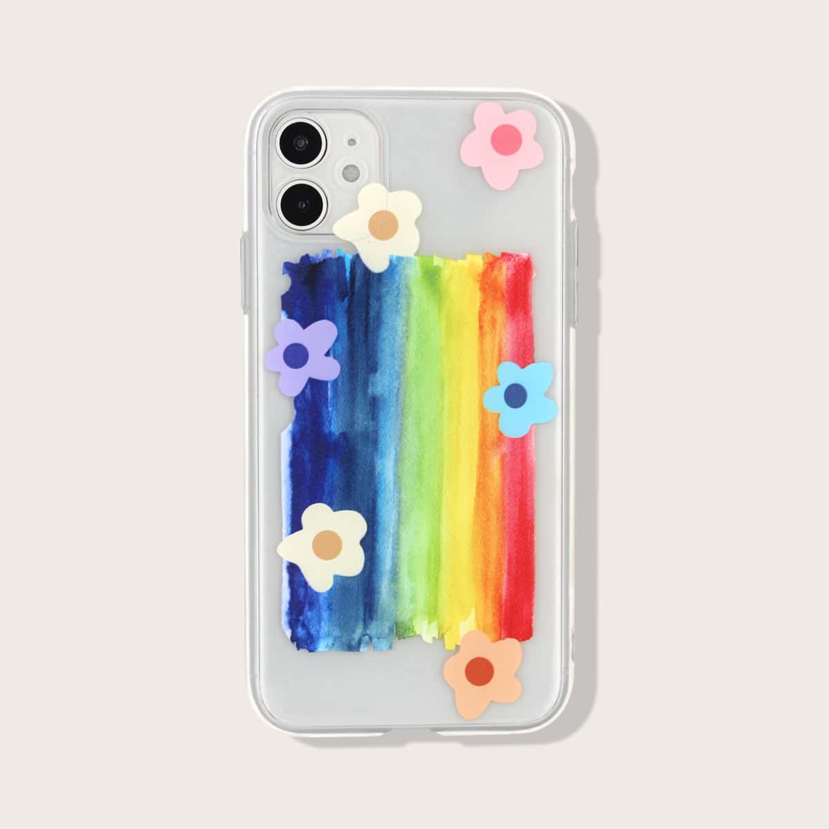 

Colorful Stripe & Flower iPhone Case, Clear