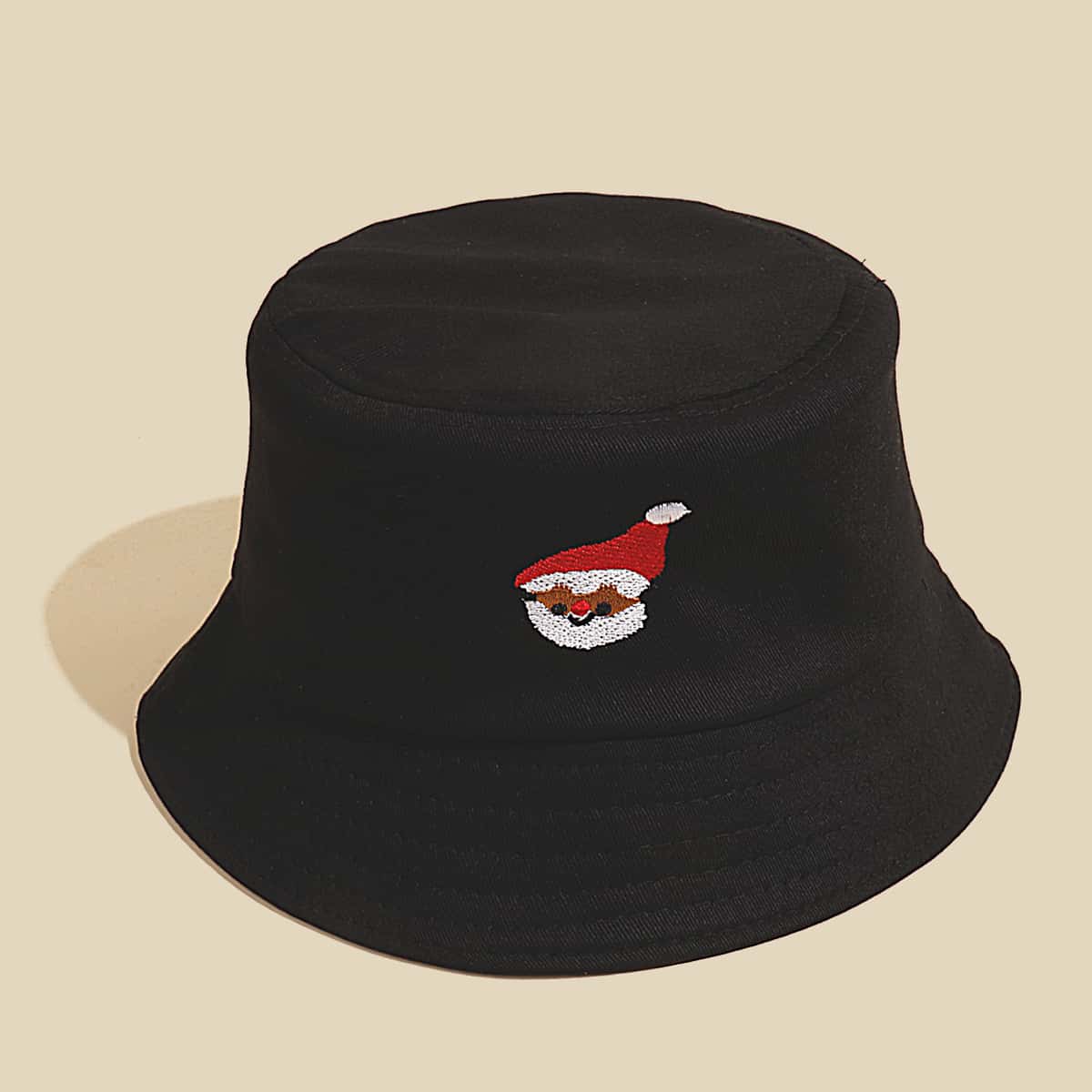 

Guys Christmas Santa Claus Embroidered Bucket Hat, Black
