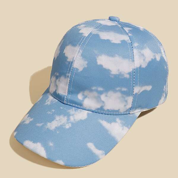 

Cloud Pattern Baseball Cap, Blue