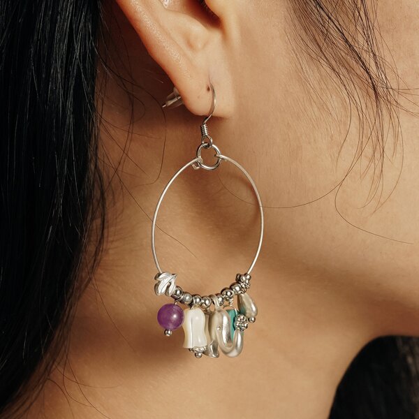 

Elephant Charm Drop Earrings, Multicolor