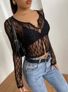 SHEIN Unity Top mit Knöpfen und Spitze ohne BH