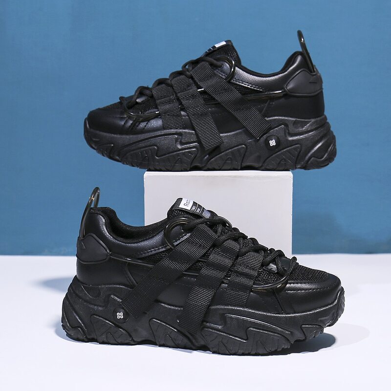 

Lace Up Front Wide Fit Chunky Sneakers, Black