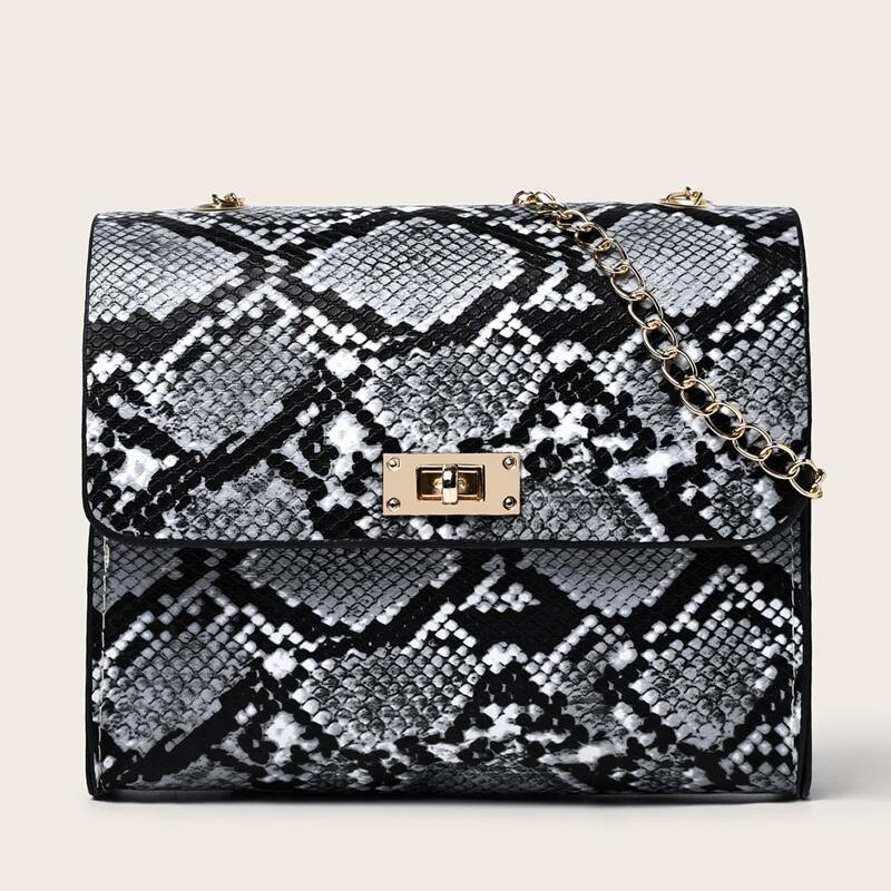 

Snakeskin Chain Crossbody Bag, Multicolor
