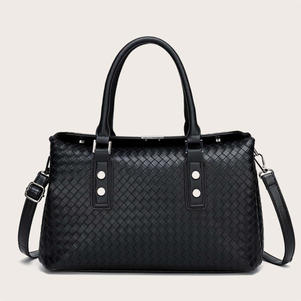 

Braided Design Tote Bag, Black