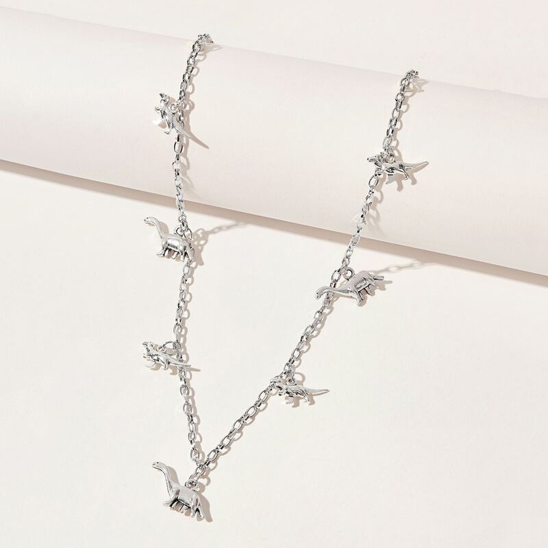 

Dinosaur Pendant Necklace, Silver