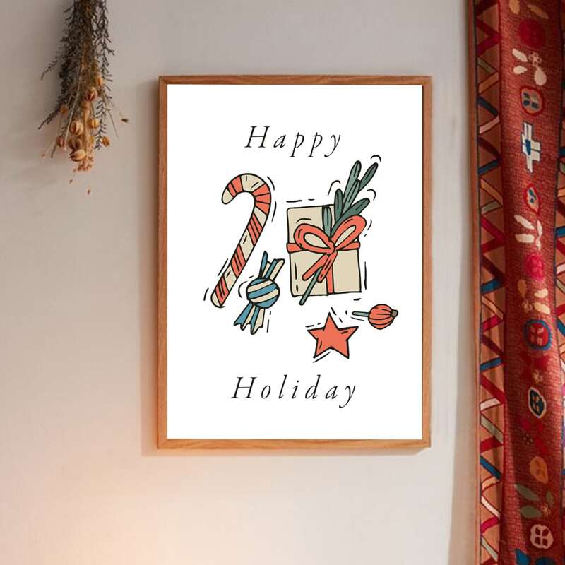 

Christmas Pattern Wall Painting Without Frame, White