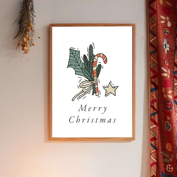 

Christmas Pattern Wall Painting Without Frame, White