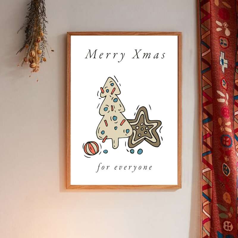 

Christmas Pattern Wall Painting Without Frame, White