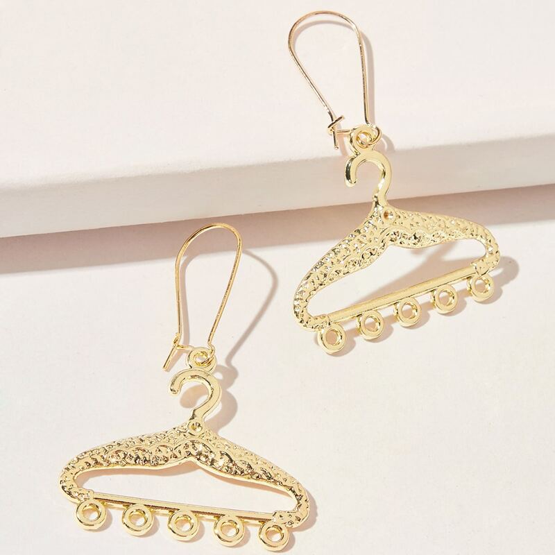 

Clothes Hanger Hoop Earrings, Gold