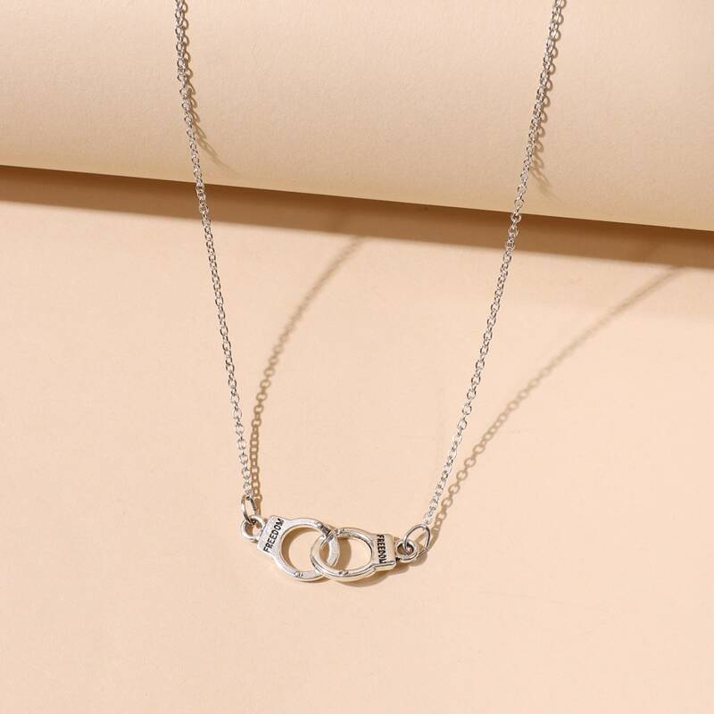 

Handcuffs Pendant Necklace, Silver