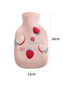 1pc Hot Water Bag With Fruit Pattern Plush Cover - Pink - View 4