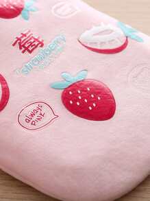 1pc Hot Water Bag With Fruit Pattern Plush Cover - Pink - View 6