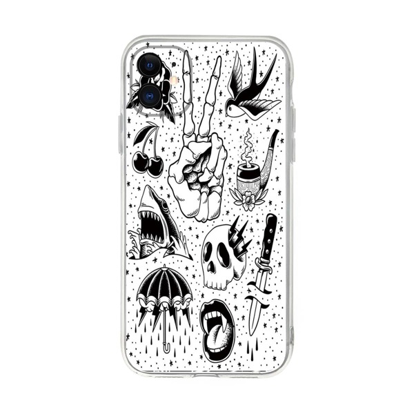 

Чехол для iPhone с рисунком черепа на Хэллоуин, Чёрнобелые