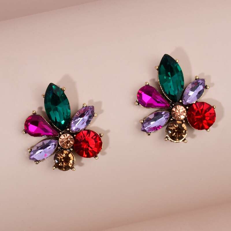 

Gemstone Design Stud Earrings, Multicolor