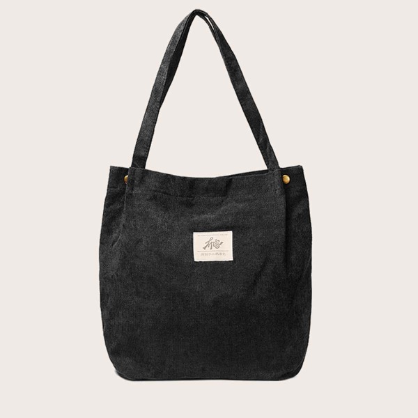 

Chinese Letter Patch Tote Bag, Black