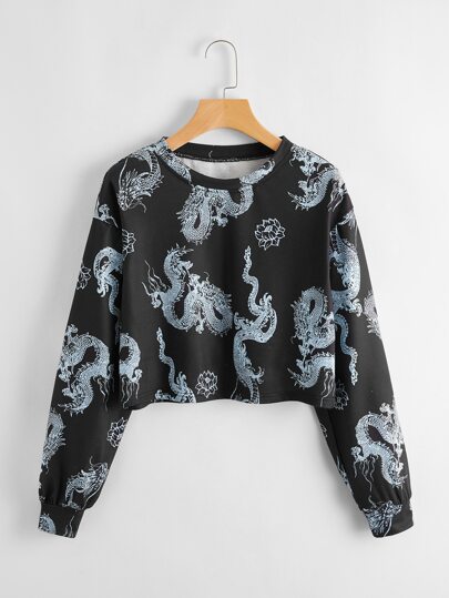 قميص ثقيل مقاس كبير قصير بطباعة التنبن الصيني