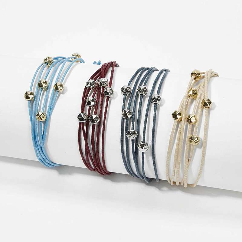 

Multi-layer String Bracelet Set 4pcs, Multicolor