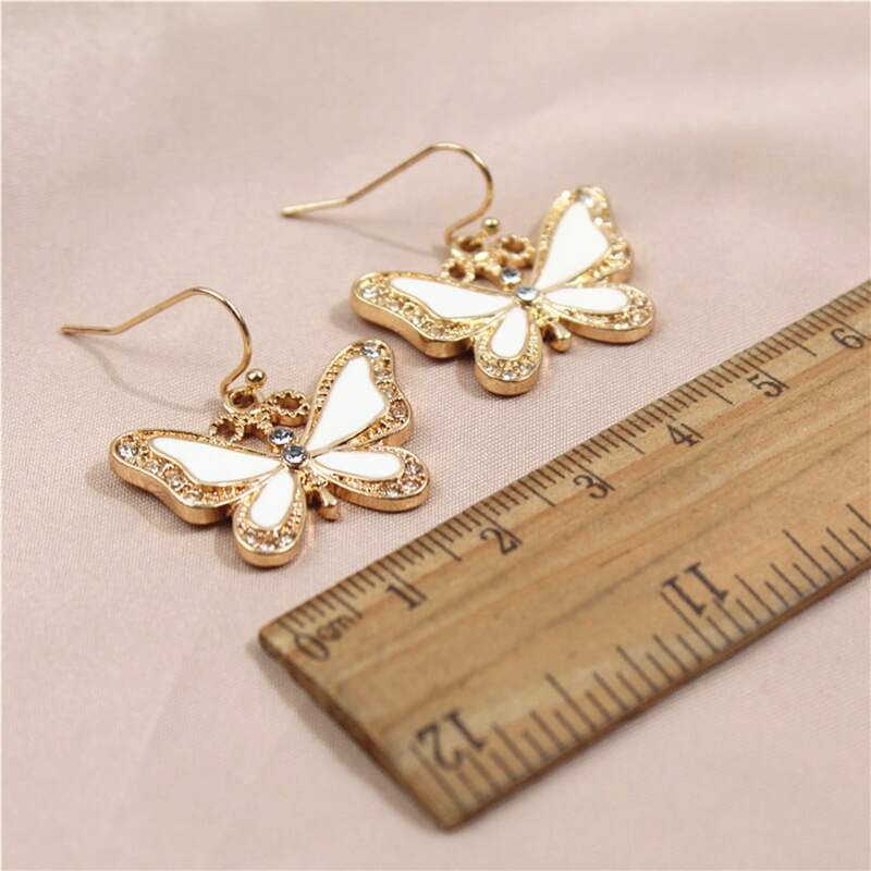 

Butterfly Design Drop Earrings, Gold