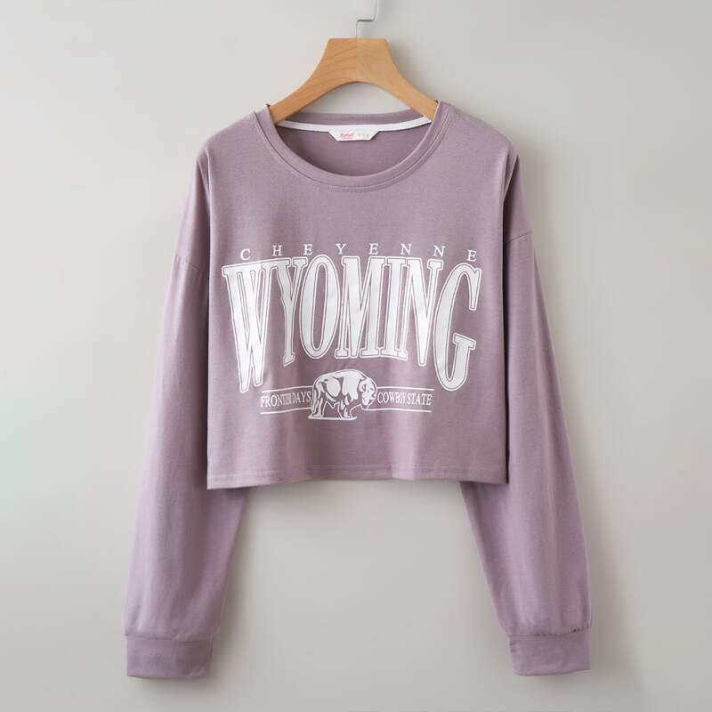 

Letter Graphic Crop Tee, Mauve purple