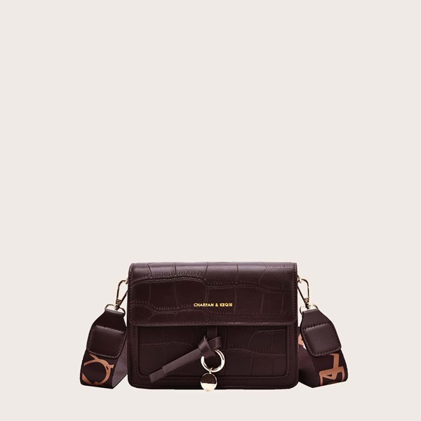 

Croc Embossed Crossbody Bag, Coffee brown