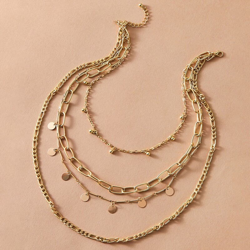 

Disc Layered Chain Necklace, Gold