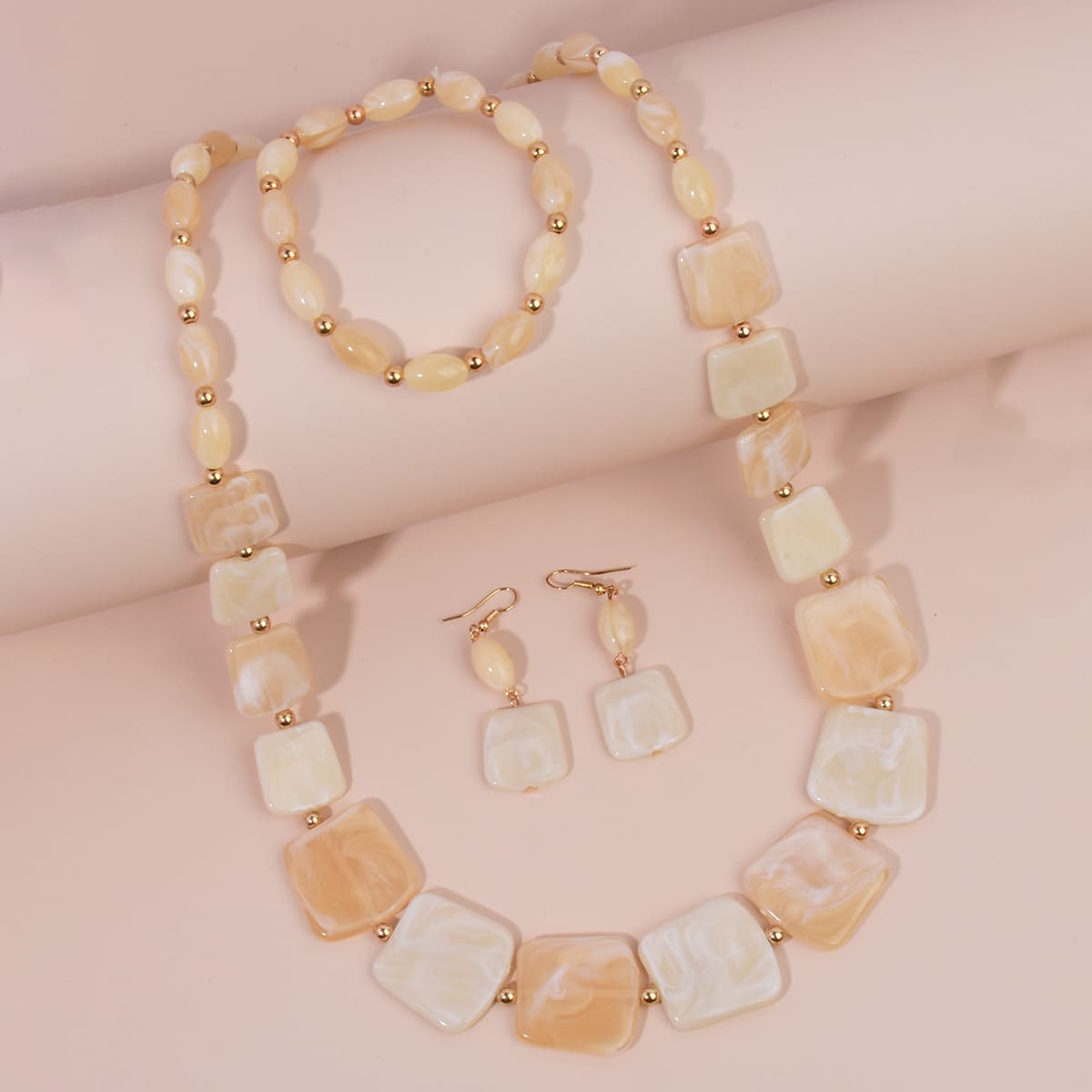 

Geo Charm Necklace & Earrings & Bracelet, Multicolor