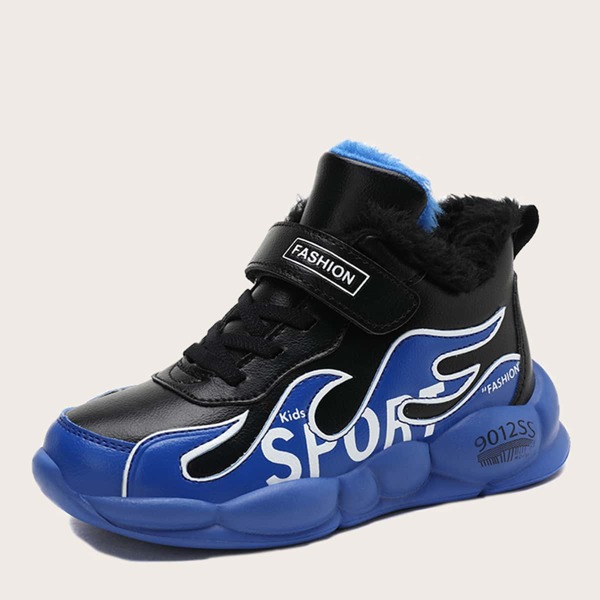 

Boys Letter Graphic Velcro Strap Sneakers, Black