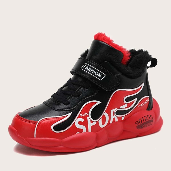 

Boys Letter Graphic Velcro Strap Sneakers, Black