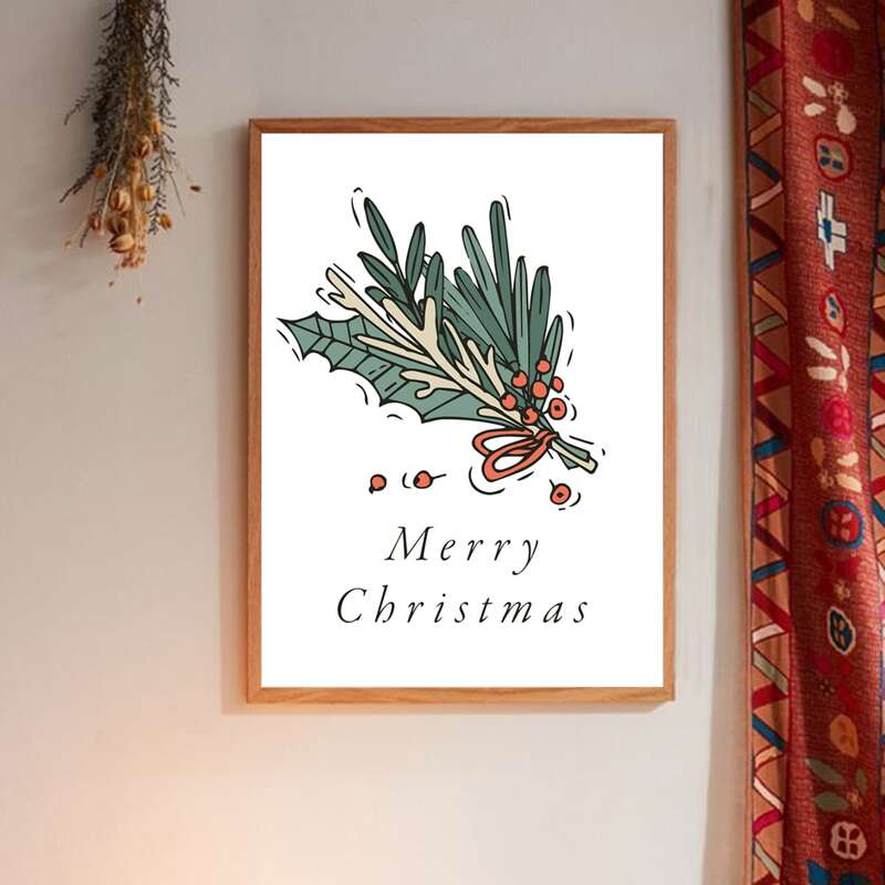 

Christmas Pattern Wall Painting Without Frame, White