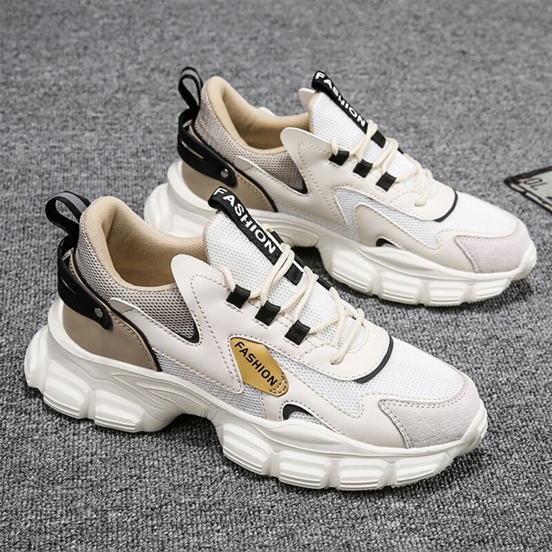 

Guys Letter Graphic Mesh Panel Chunky Sneakers, Beige