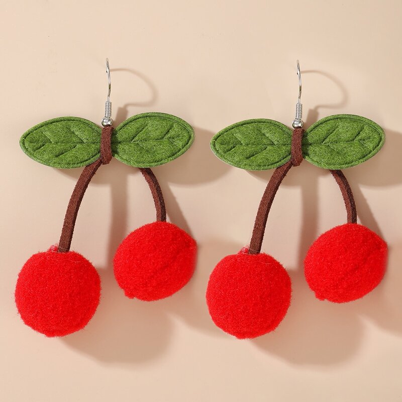

Cherry Drop Earrings, Red