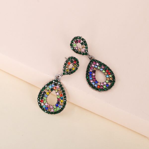 

Rhinestone Waterdrop Drop Earrings, Multicolor