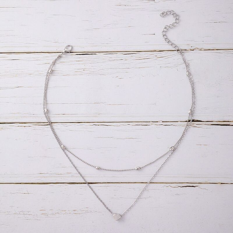 

Heart Layered Necklace, Silver